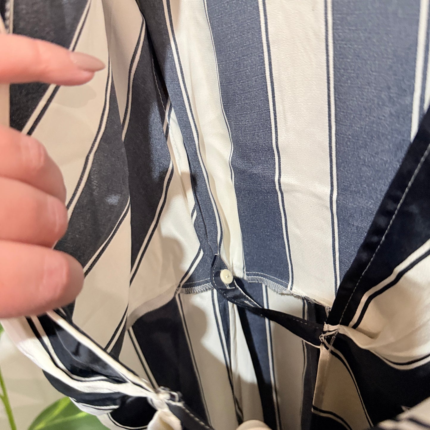 H&M Black and White Striped Wrap Playsuit Size S