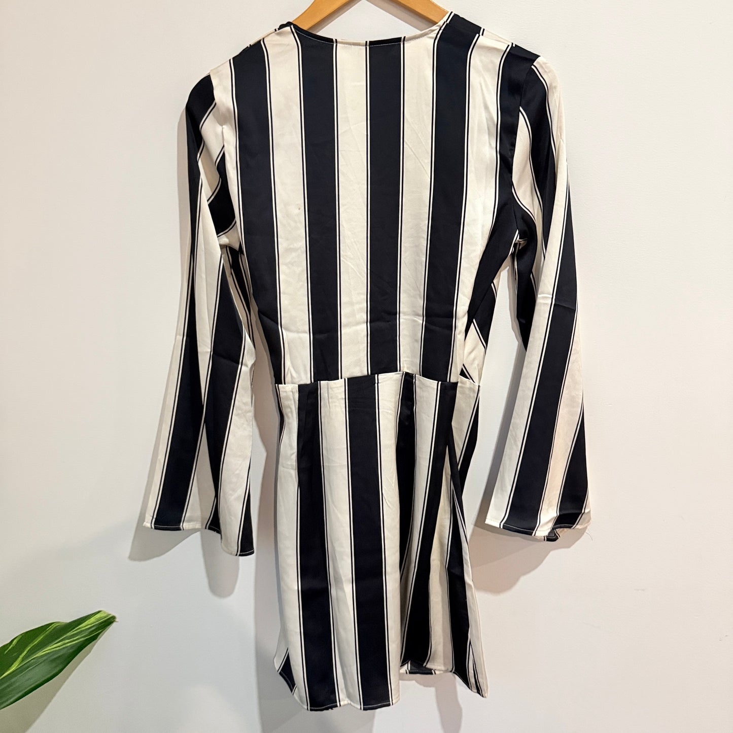 H&M Black and White Striped Wrap Playsuit Size S