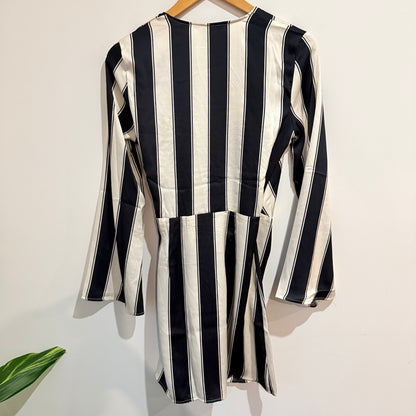 H&M Black and White Striped Wrap Playsuit Size S