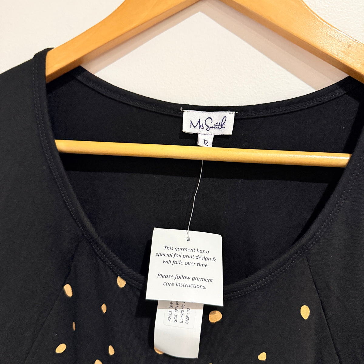 Mrs Smith Black and Gold Shatter Print Dress Size 12