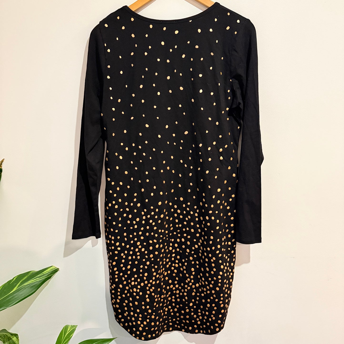 Mrs Smith Black and Gold Shatter Print Dress Size 12