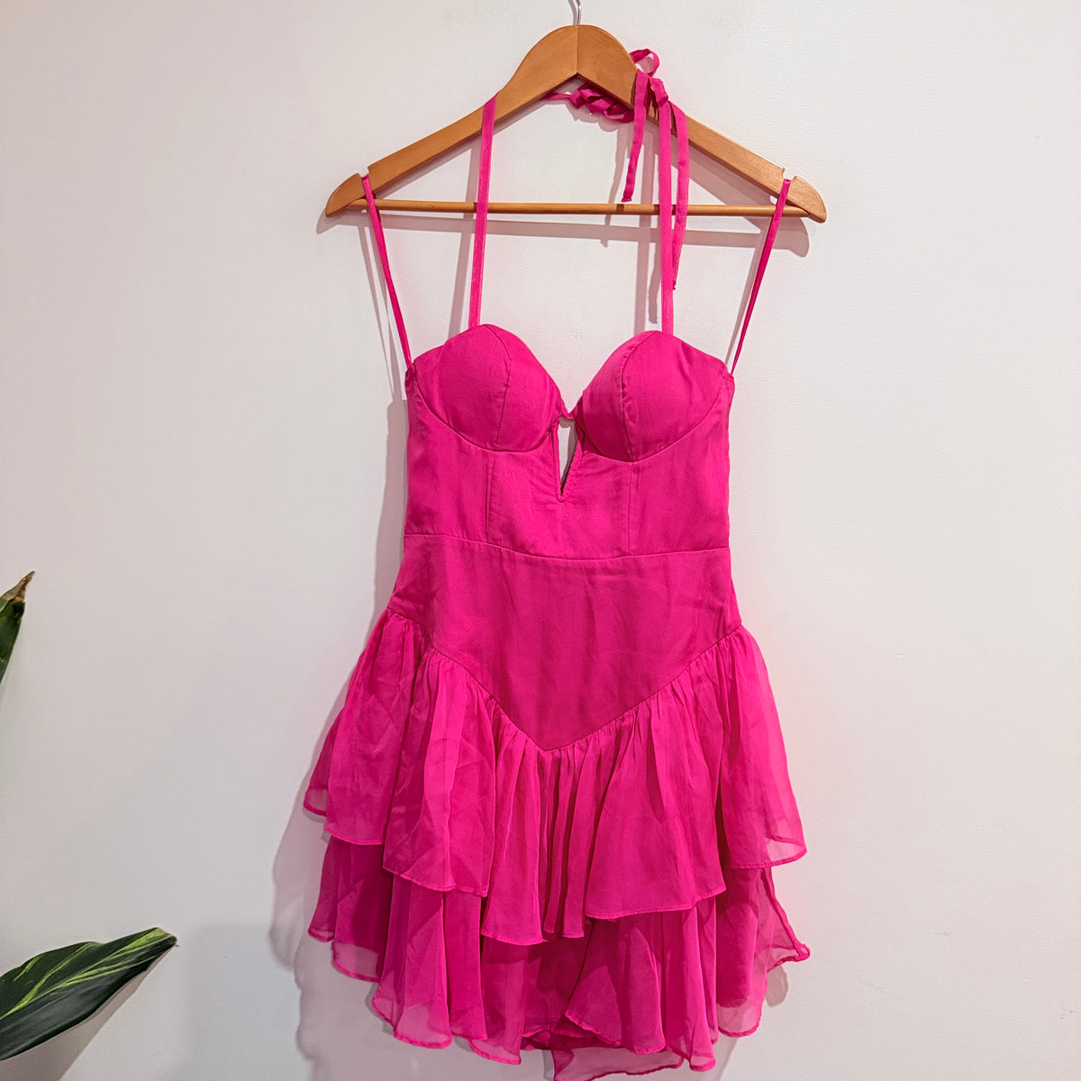 Angel Biba Hot Pink Ruffle Mini Dress - Size 6