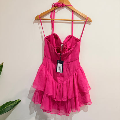 Angel Biba Hot Pink Ruffle Mini Dress - Size 6