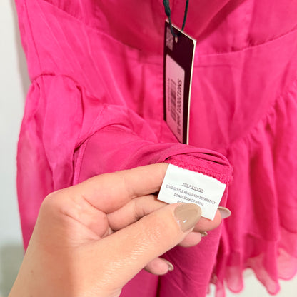 Angel Biba Hot Pink Ruffle Mini Dress - Size 6