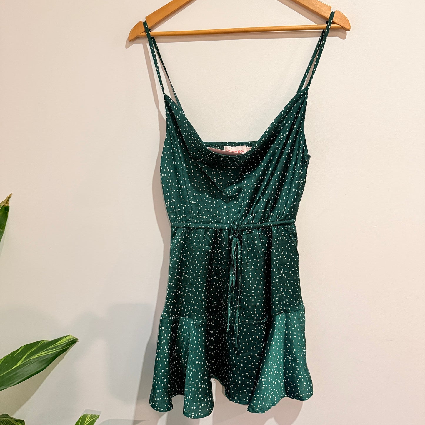 Showpo Green Polka Dot Mini Dress Size 8