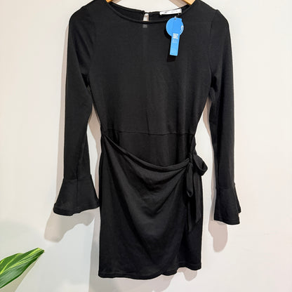 Cupshe Black Bell-Sleeve Wrap Mini Dress Size M
