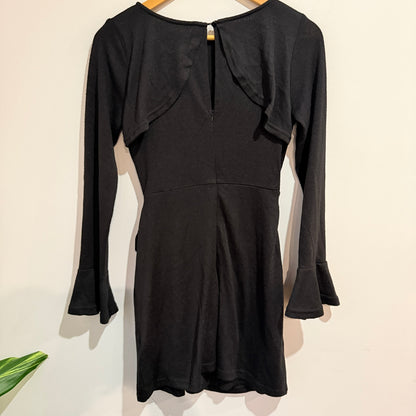 Cupshe Black Bell-Sleeve Wrap Mini Dress Size M