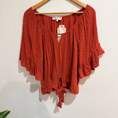 B.O.G Collective Rust Tie-Front Blouse Size 14
