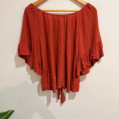 B.O.G Collective Rust Tie-Front Blouse Size 14