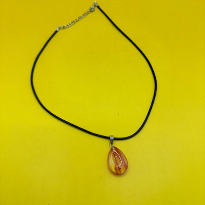 Glass Teardrop Pendant Necklace