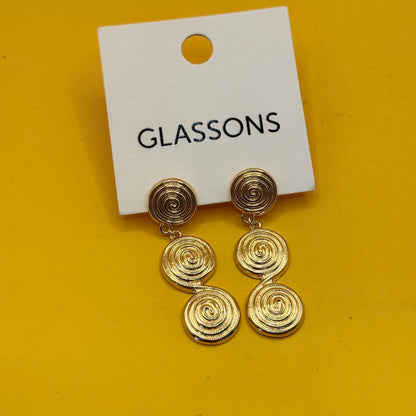 Glassons Gold Triple Spiral Drop Earrings