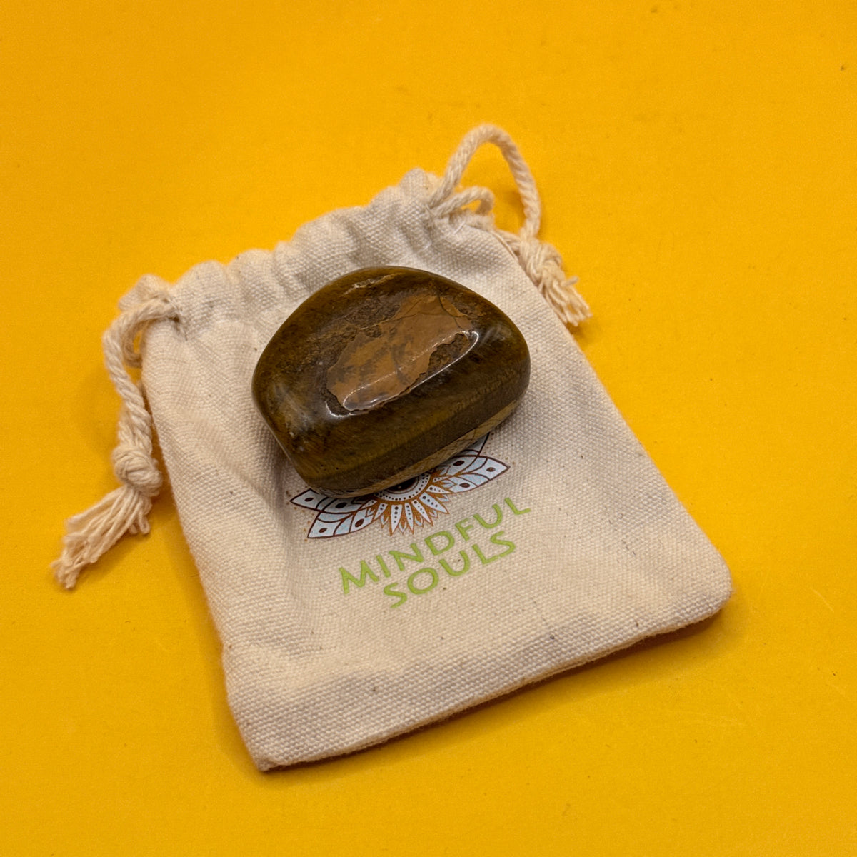 Mindful Souls Tiger Eye Palm Stone with Pouch