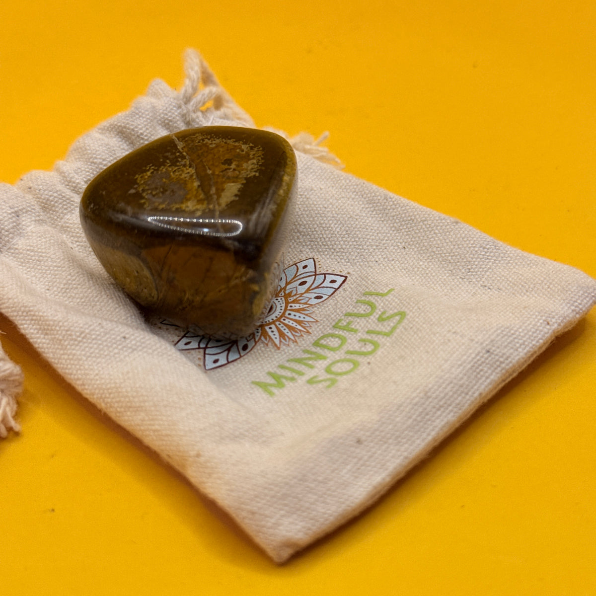 Mindful Souls Tiger Eye Palm Stone with Pouch