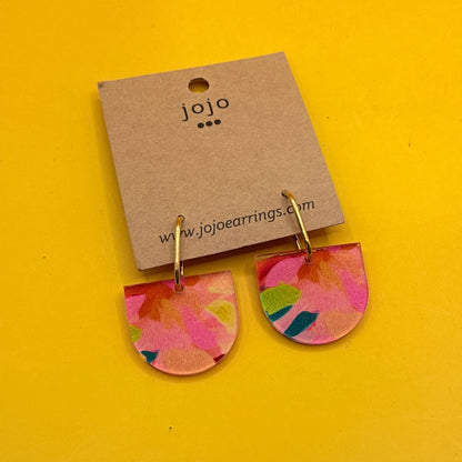Jojo Pink Patterned Half-Moon Hoop Earrings