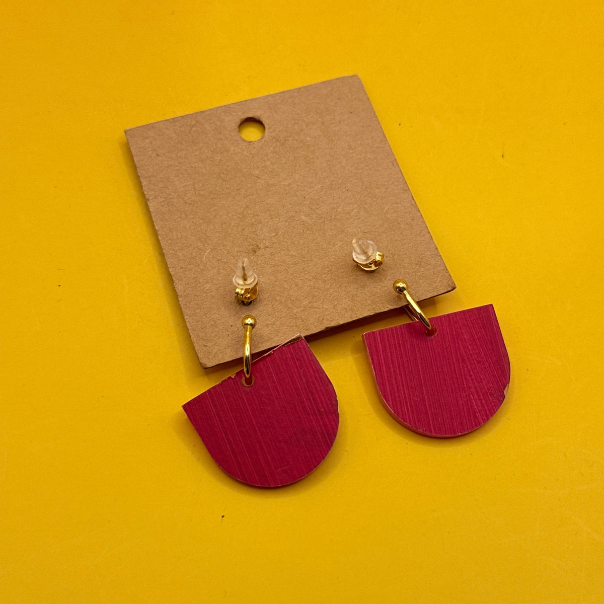 Jojo Pink Patterned Half-Moon Hoop Earrings