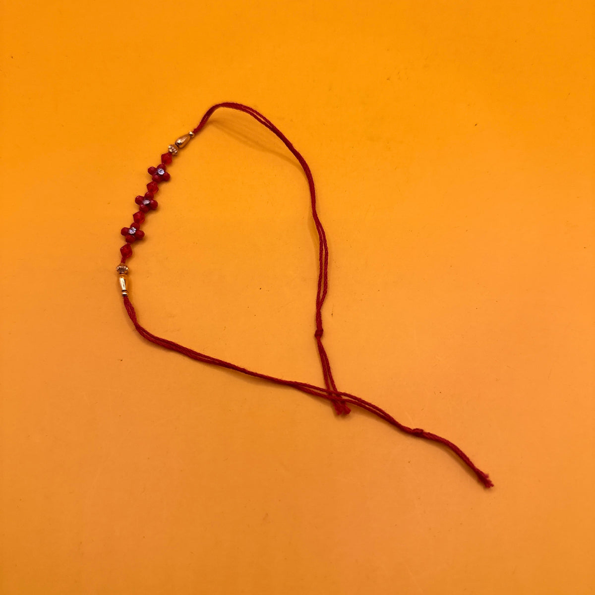 Red Cord and Bead Adjustable Bracelet