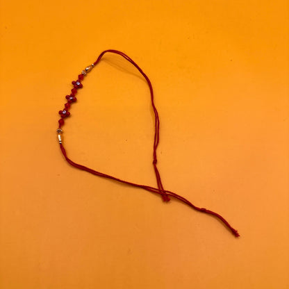 Red Cord and Bead Adjustable Bracelet