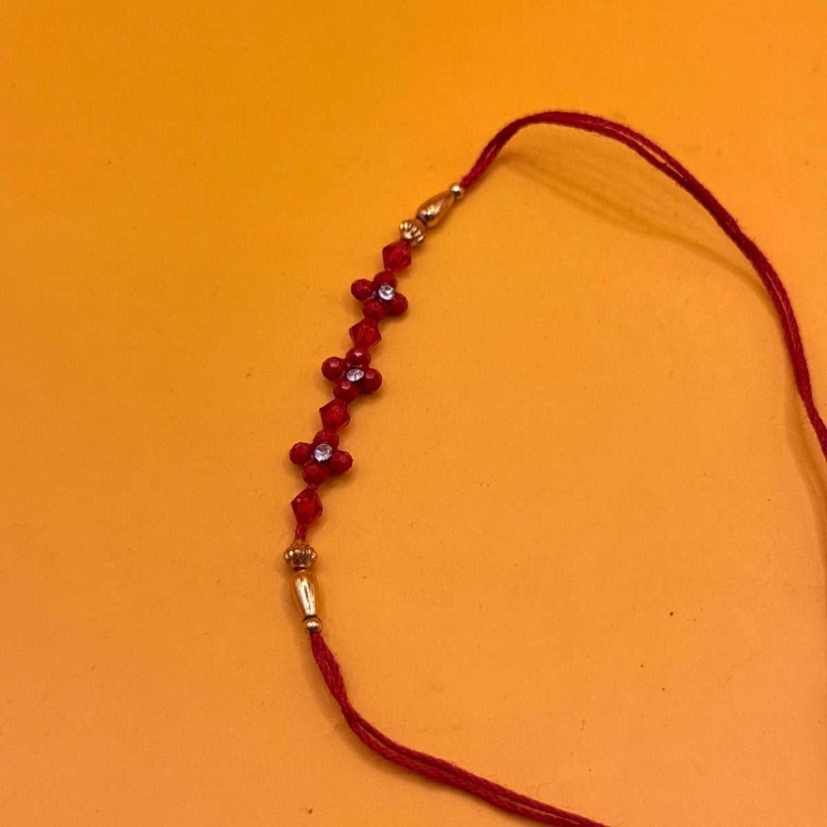 Red Cord and Bead Adjustable Bracelet