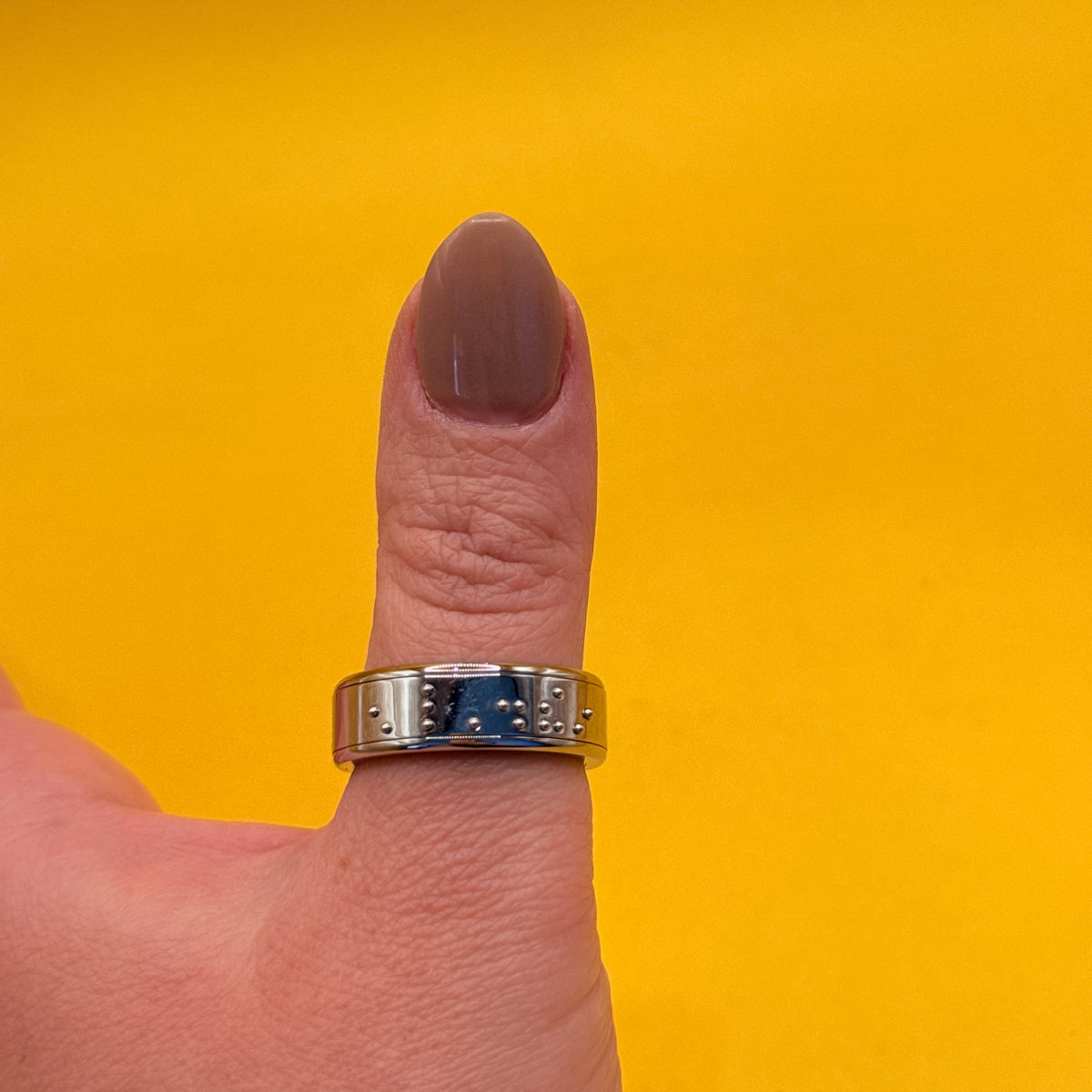 Silver-Tone Braille "LOVE" Ring