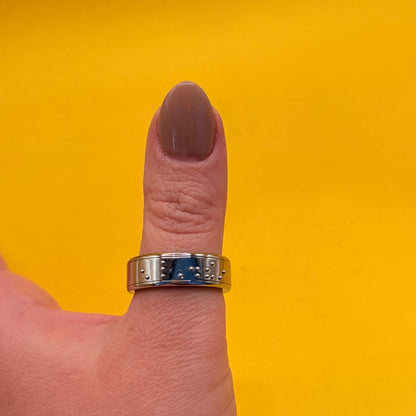 Silver-Tone Braille "LOVE" Ring