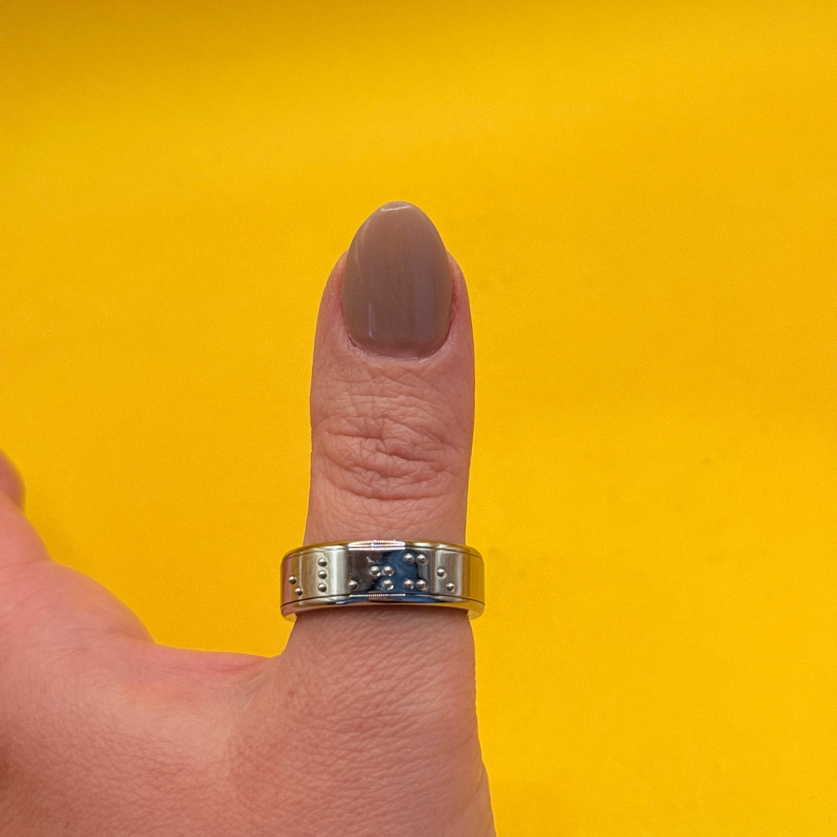 Silver-Tone Braille "LOVE" Ring
