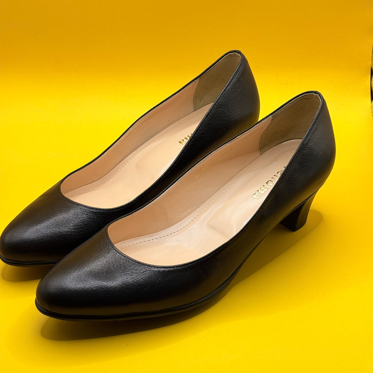 Fiona Black Low-Heel Pumps 25cm insole
