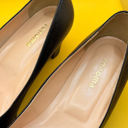 Fiona Black Low-Heel Pumps 25cm insole