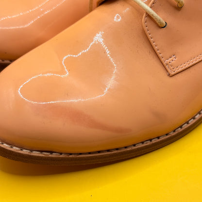 Vanishing Elephant Peach Patent Derby Shoes Size 8