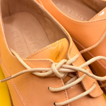 Vanishing Elephant Peach Patent Derby Shoes Size 8