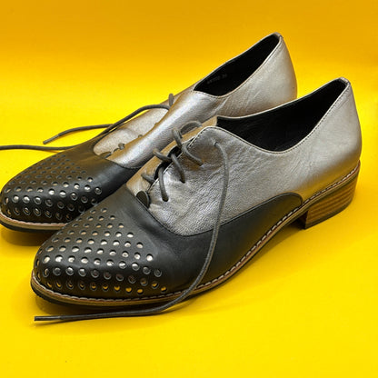 Bresley Andros Black Silver Lace-Up Shoes Size 38