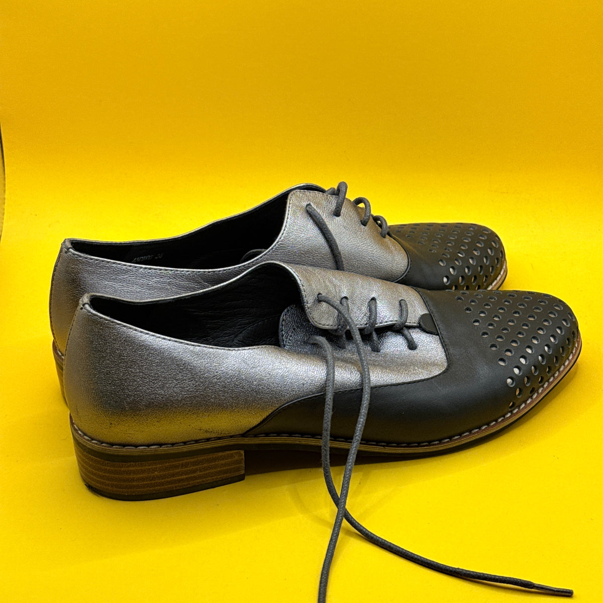 Bresley Andros Black Silver Lace-Up Shoes Size 38