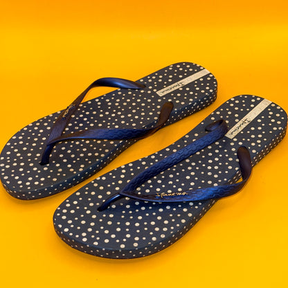 Ipanema Navy Polka-Dot Flip-Flops Size US 10