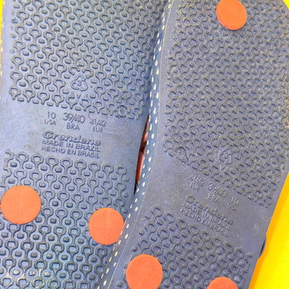 Ipanema Navy Polka-Dot Flip-Flops Size US 10