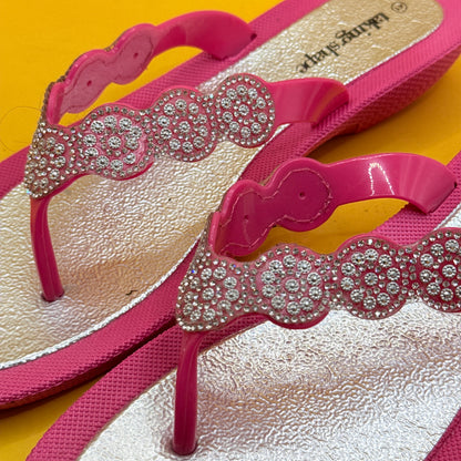 Taking Shape Hot-Pink Rhinestone Wedge Flip-Flops - Size 41