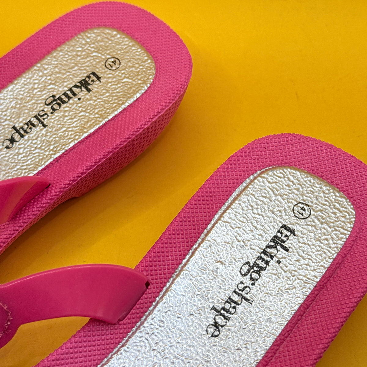 Taking Shape Hot-Pink Rhinestone Wedge Flip-Flops - Size 41