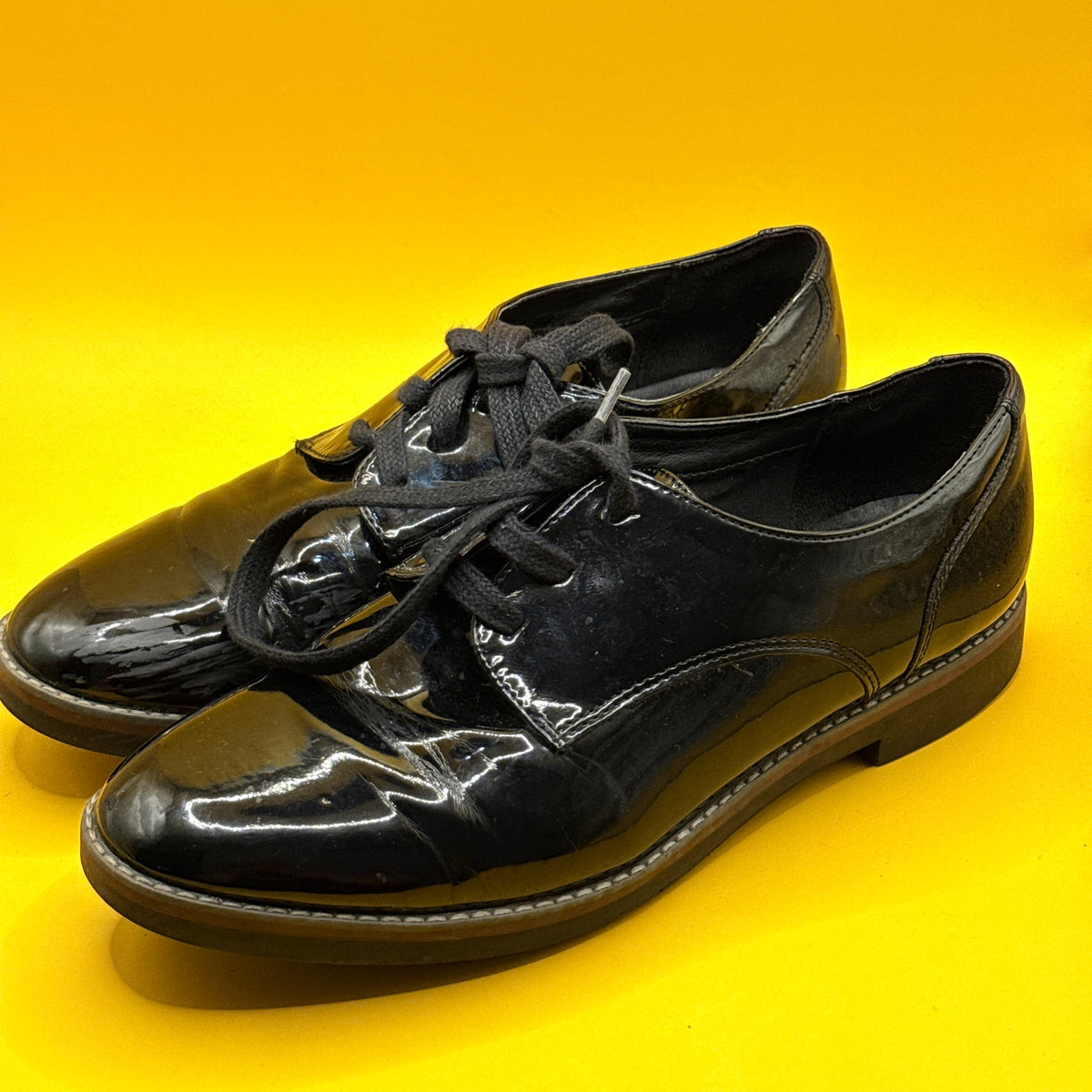 Graceland Black Patent Lace-Up Shoes Size 39