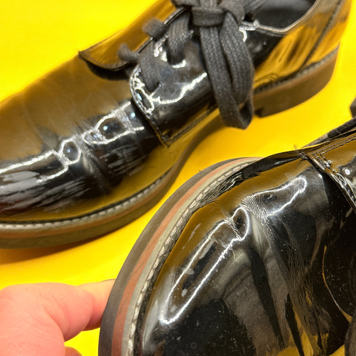 Graceland Black Patent Lace-Up Shoes Size 39