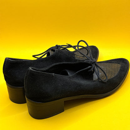 Django & Juliette Black Suede Lace-Up Shoes Size 40