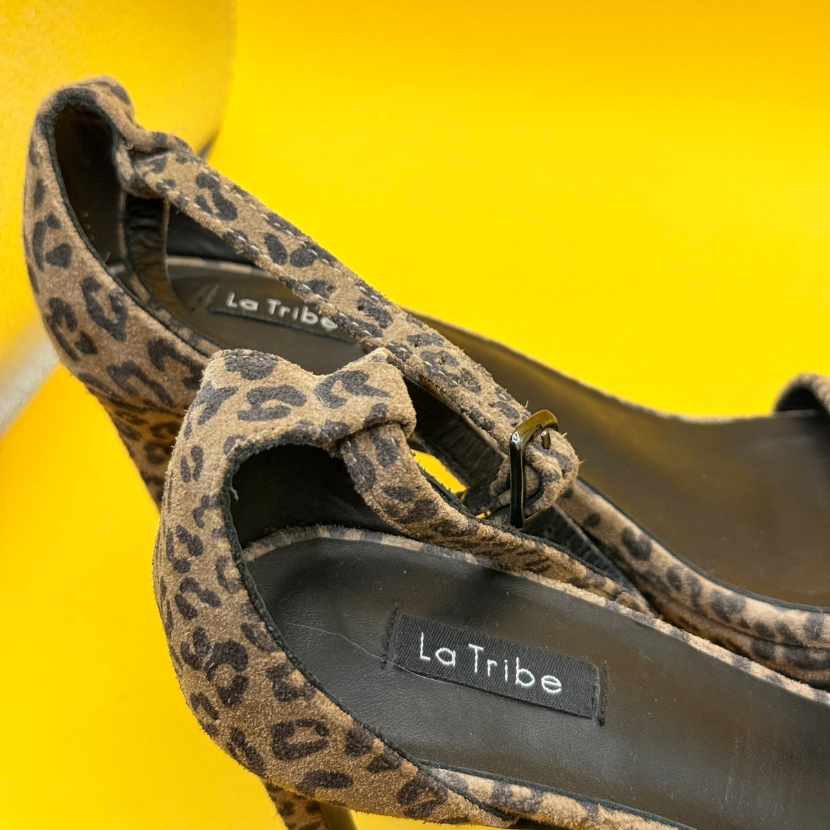 La Tribe Leopard Strappy Stiletto Sandals Size 37