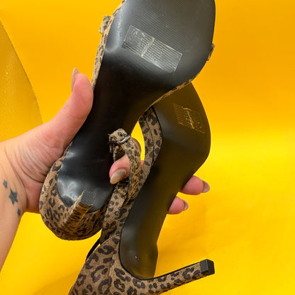 La Tribe Leopard Strappy Stiletto Sandals Size 37