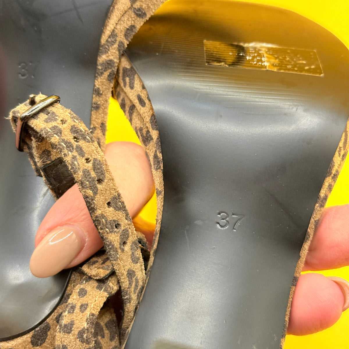 La Tribe Leopard Strappy Stiletto Sandals Size 37