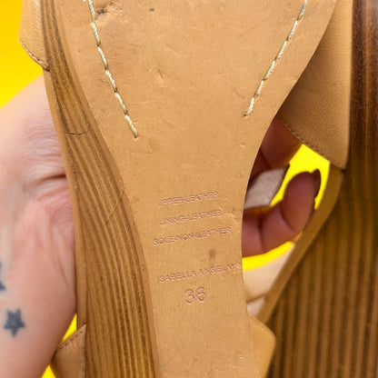 Isabel Marant Tan Leather Wedge Sandals Size 36