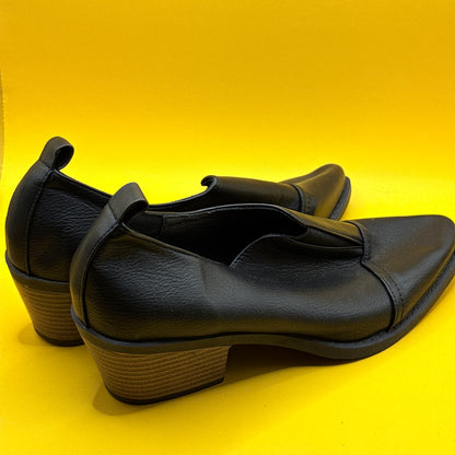 Black Pointed Slip-On Low Heels Size 41