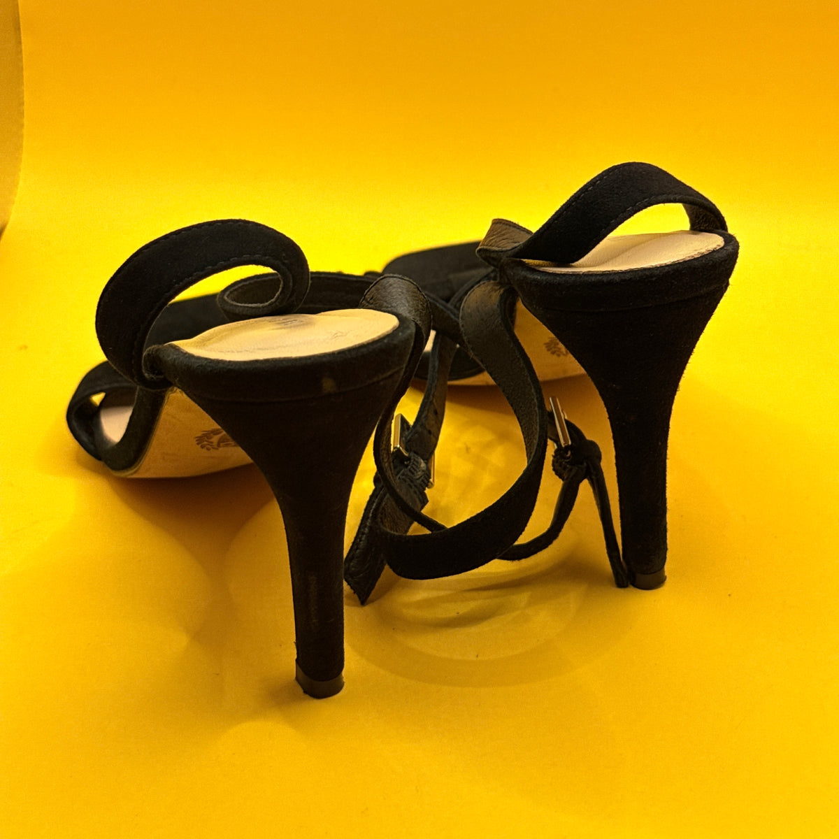 Mi Piaci Black Bow-Strap Stiletto Sandals Size 39