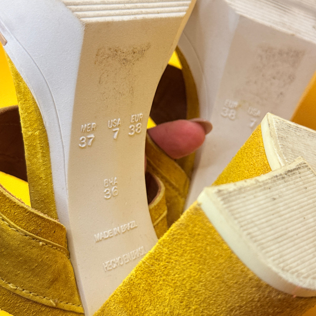 Hey Monday by Augustine Mustard Suede Platform Sandals Size EUR 38
