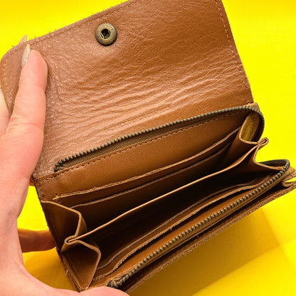 Brown Snap-Flap Wallet with Zip Coin Pocket