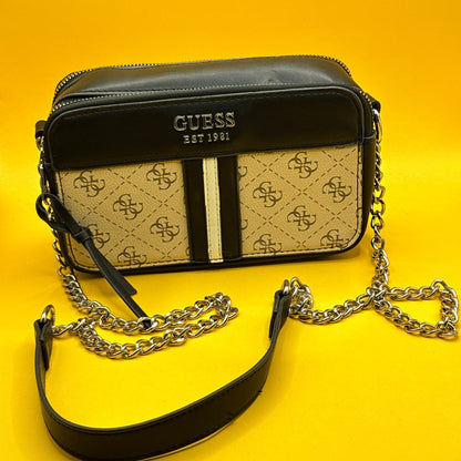 Guess Monogram Double-Zip Crossbody Bag