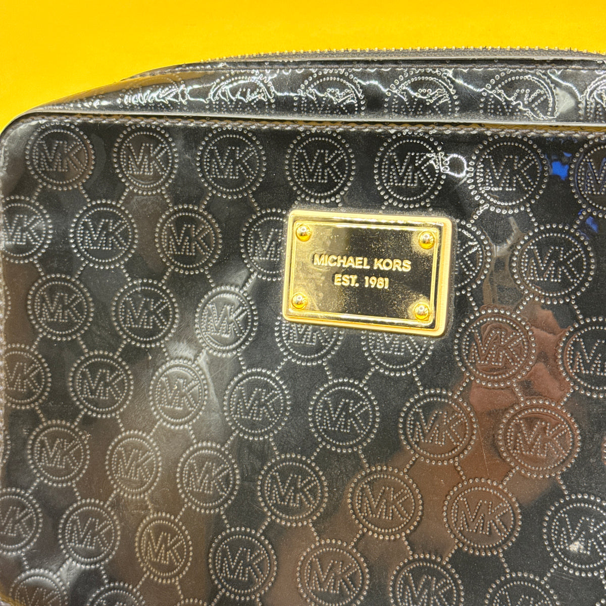 Michael Kors Black Patent Monogram Crossbody Bag