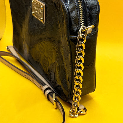 Michael Kors Black Patent Monogram Crossbody Bag