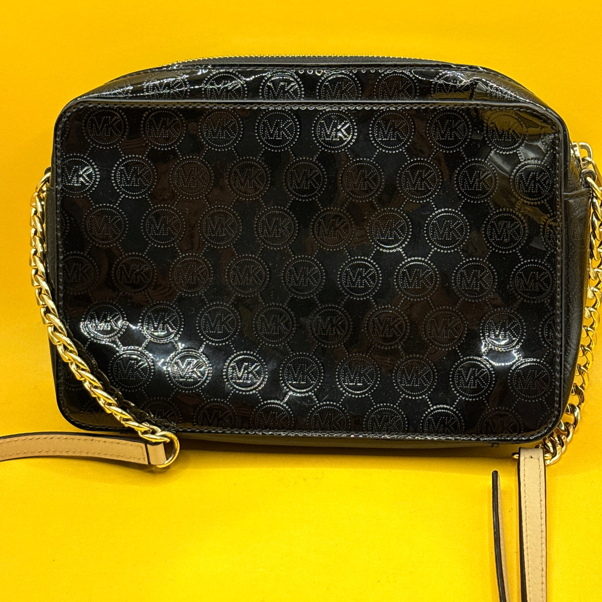 Michael Kors Black Patent Monogram Crossbody Bag